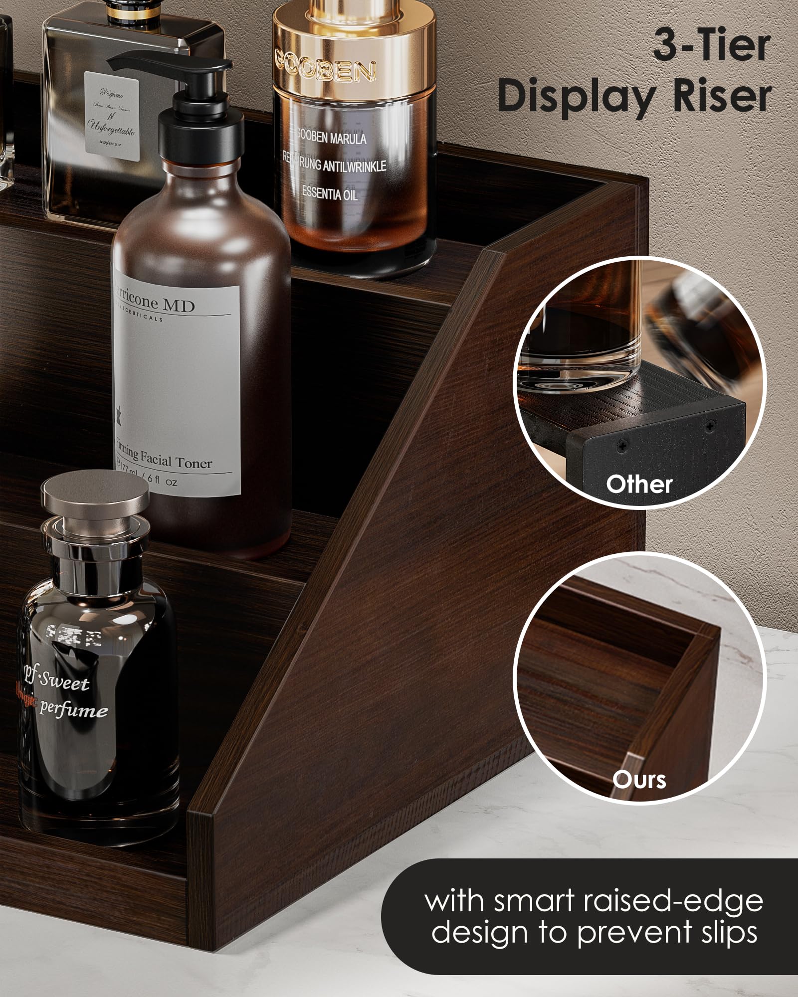 ProCase top-angle highlighting three stepped tiers for clear bottle visibility