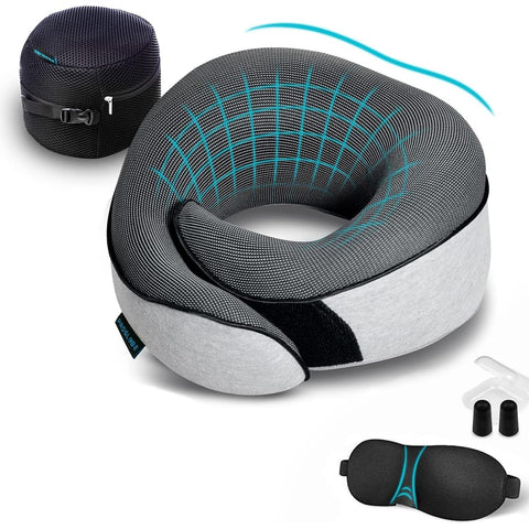 Proglobe front view showing neck pillow fit and travel-ready shape for support