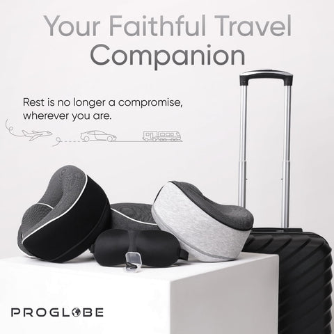 Proglobe next to water bottle to show size and portability for packing convenience