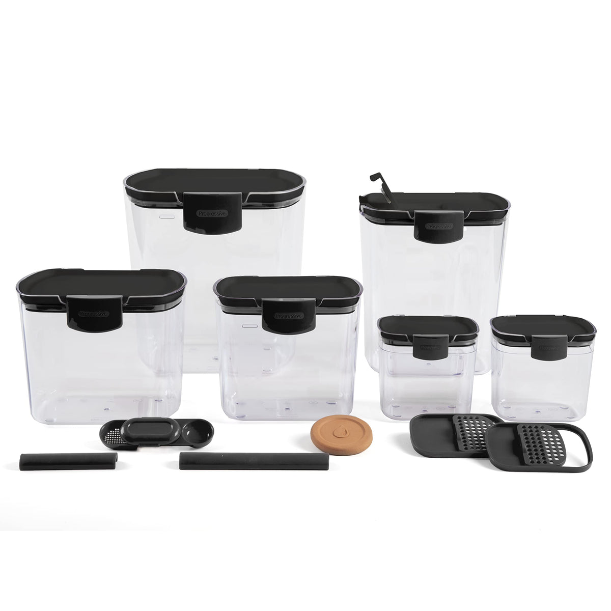Progressive ProKeeper front view showing all six containers and neat organization