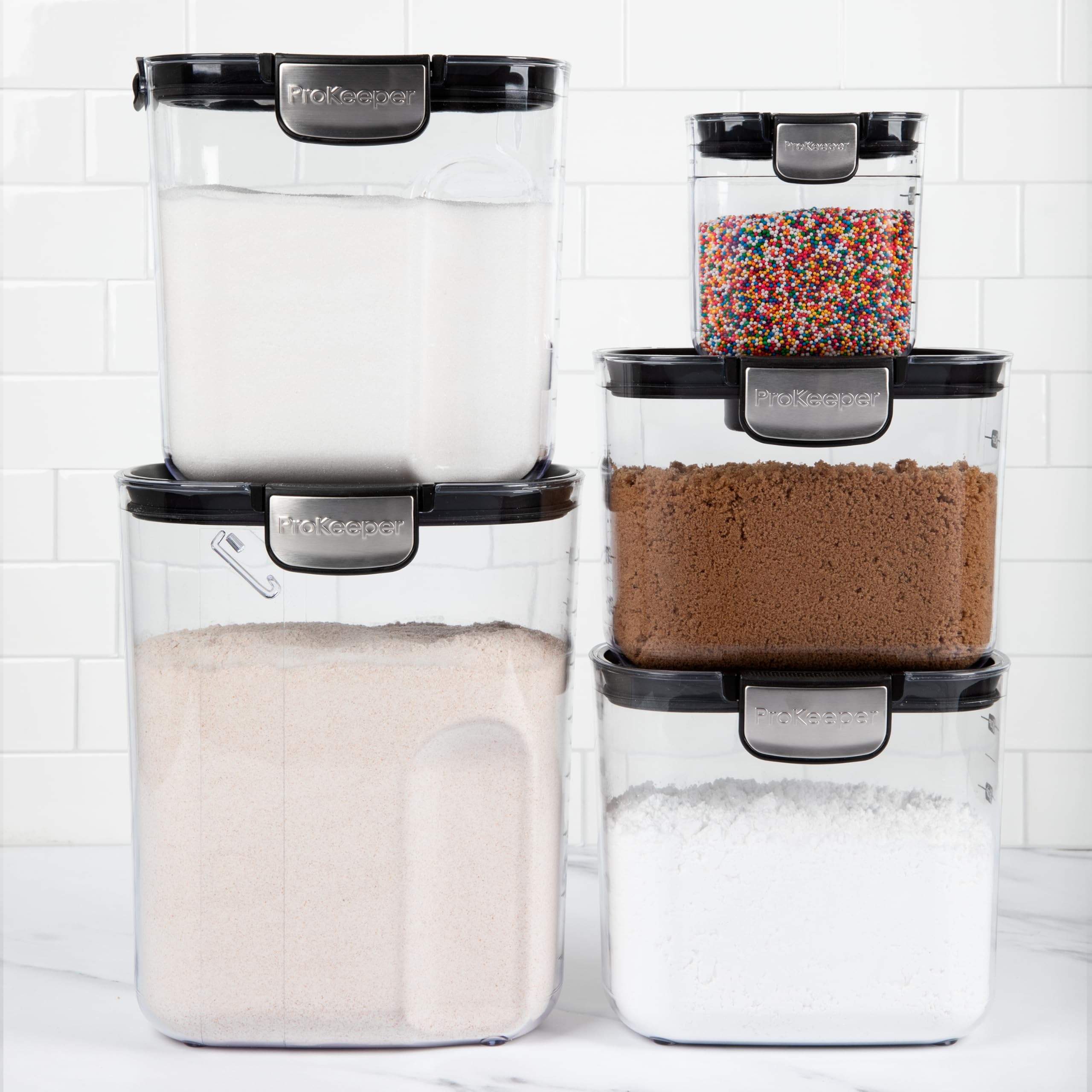 ProKeeper Flour Keeper close-up with magnetic leveling bar for neat measuring