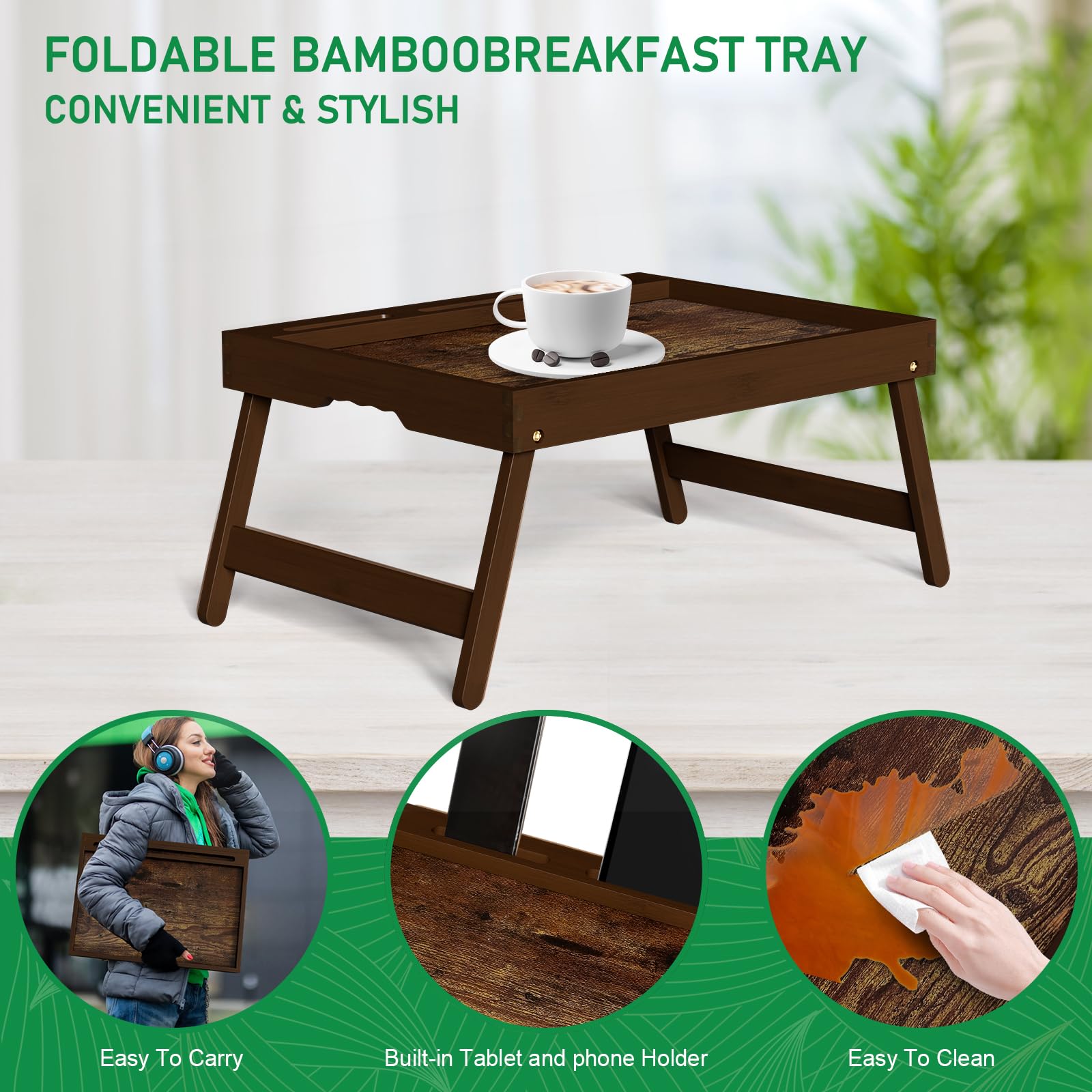 promitop tray on bed with breakfast and laptop illustrating comfortable lap use
