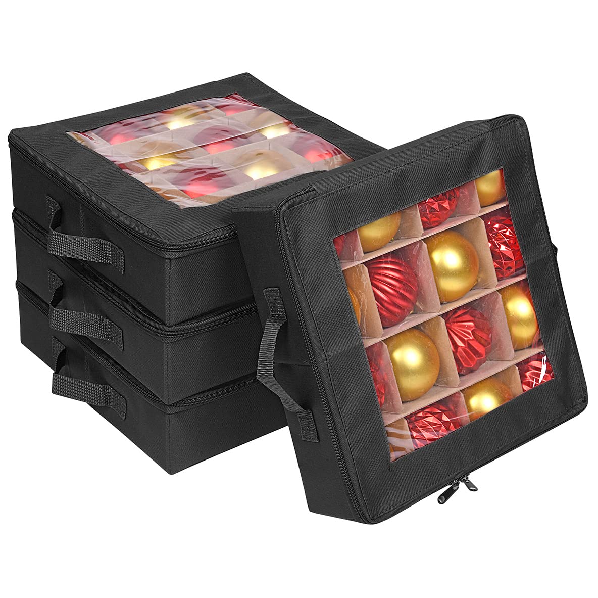 ProPik front view of black ornament box showing neat storage and protection