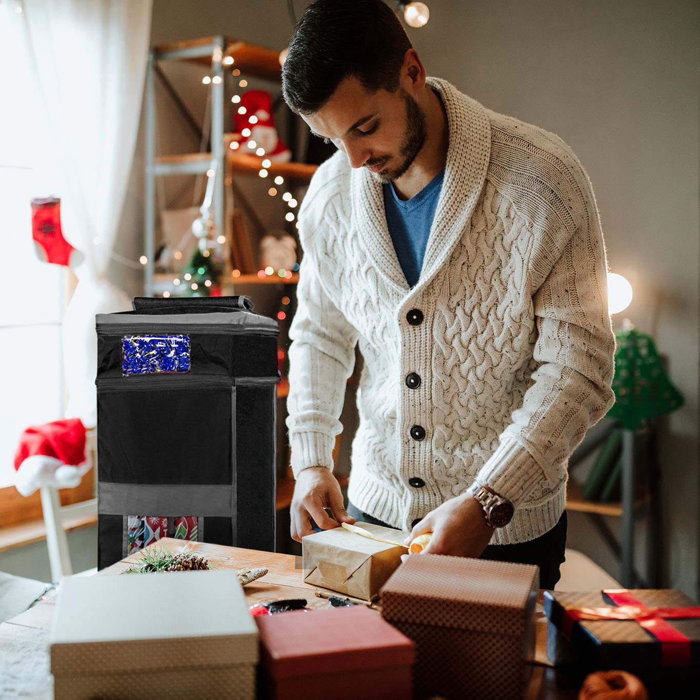ProPik stored on a closet shelf protecting wraps from dust