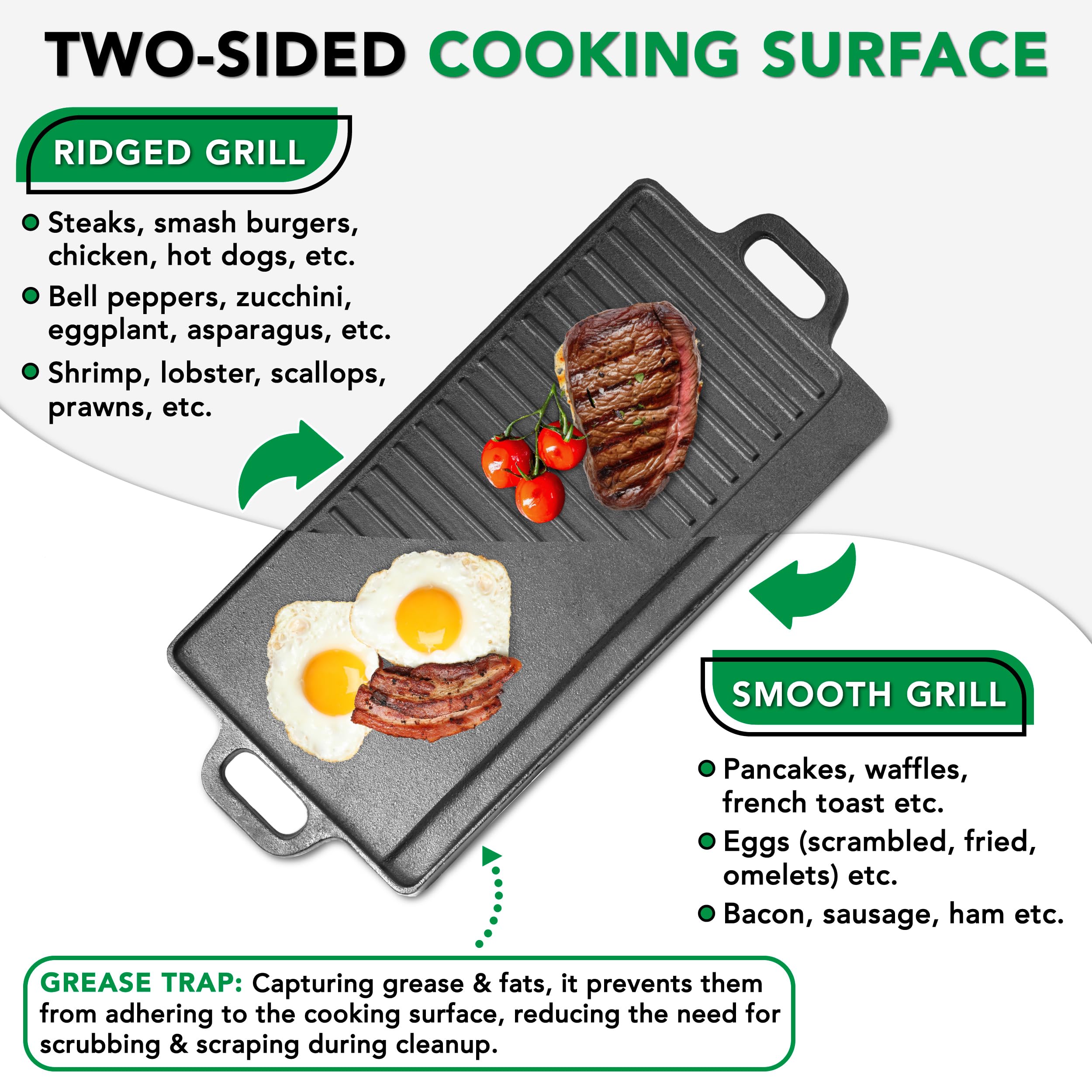 ProSource griddle cooking pancakes on a gas stovetop for even heat distribution