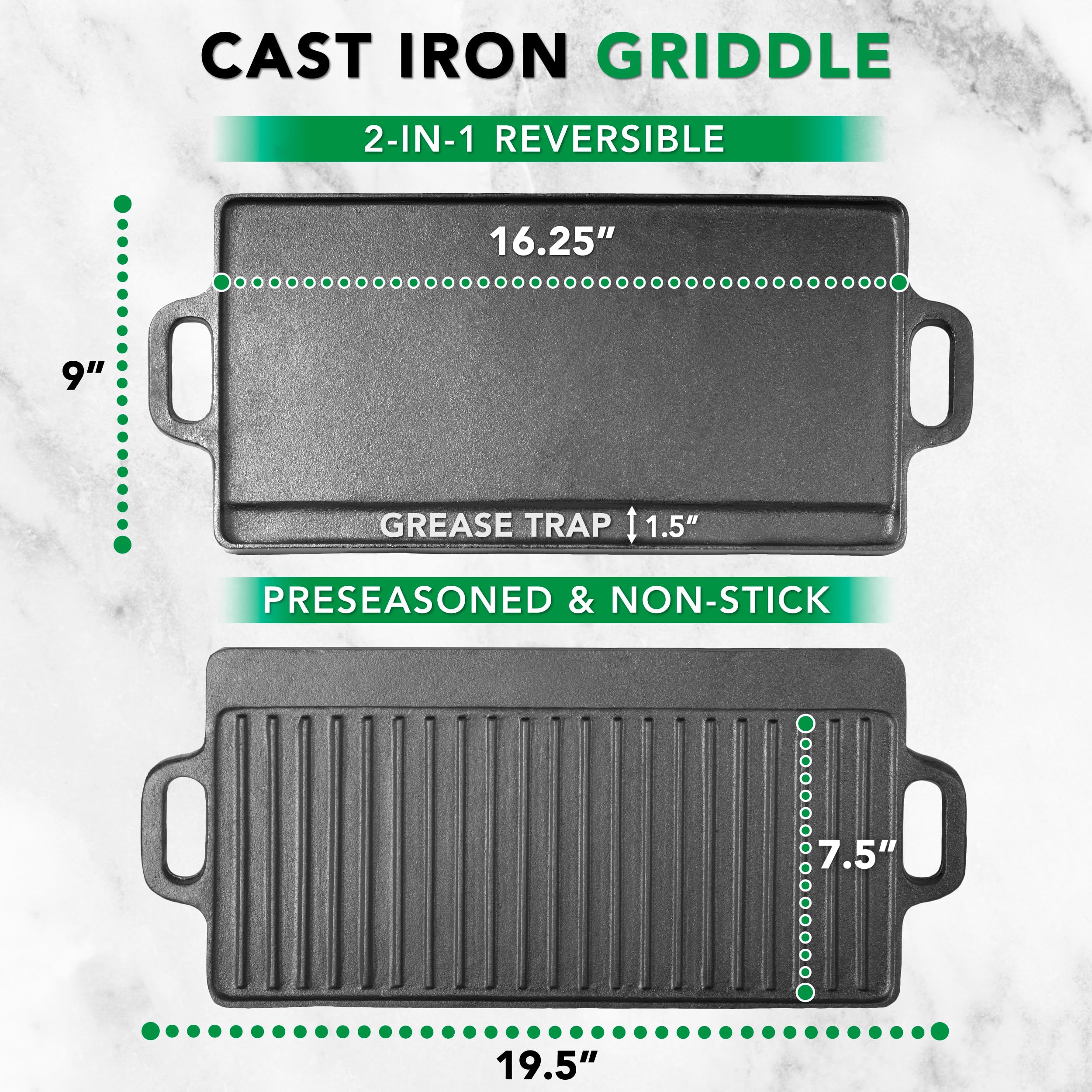 ProSource ridged grill close-up showing char lines and grease channels benefit
