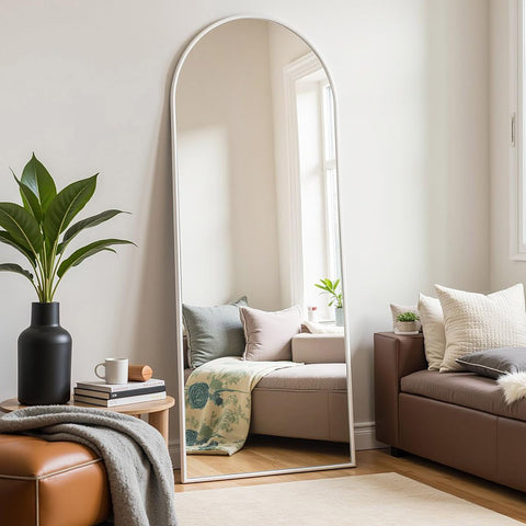 Prywot mirror in bedroom brightening space and reflecting light
