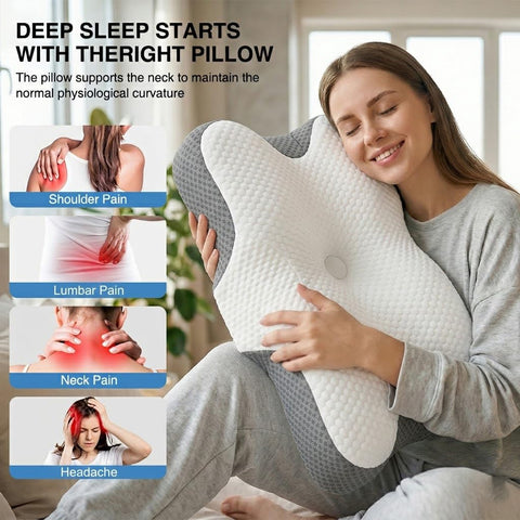 PRYZALO pillow under a back sleeper showing spinal alignment benefit
