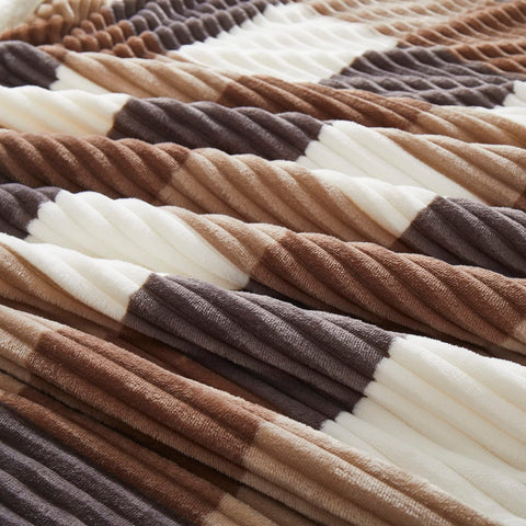 PU MEI plaid pattern close shot showing neutral beige and brown tones for versatility