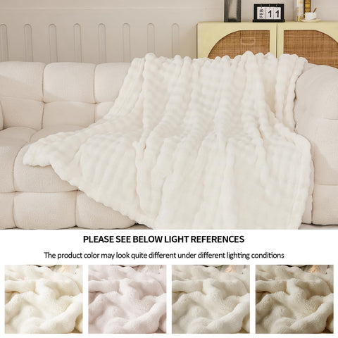 PU MEI spread across queen bed showing generous size and layered comfort