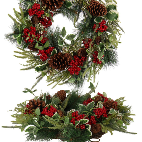 Pudate wreath on front door showing festive welcome benefit