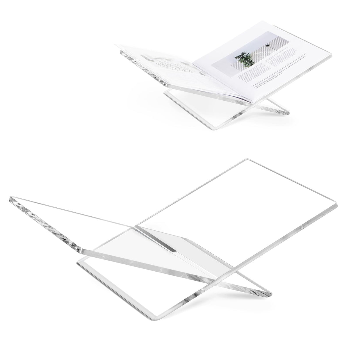 PUERSI front view clear book stand showing elegant display benefit