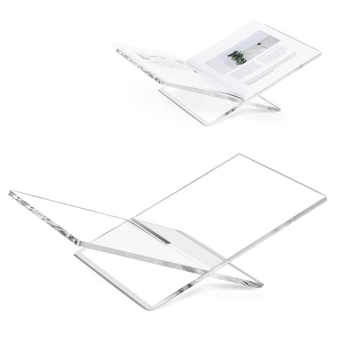 PUERSI front view clear book stand showing elegant display benefit