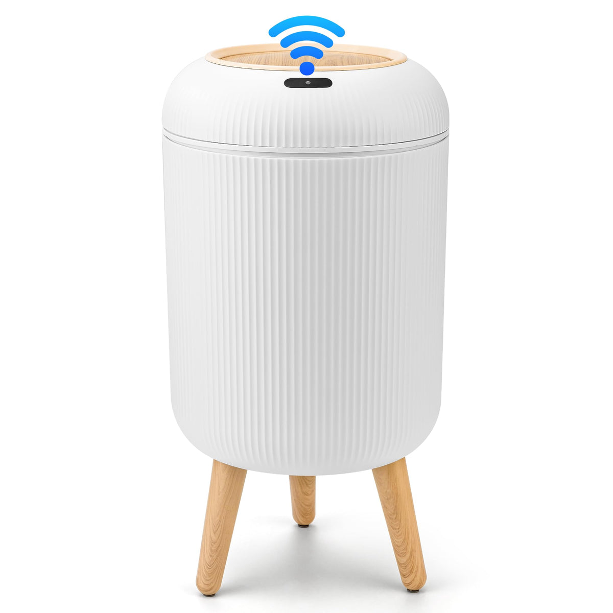 Pukomc front view showing compact Nordic design and lid benefit