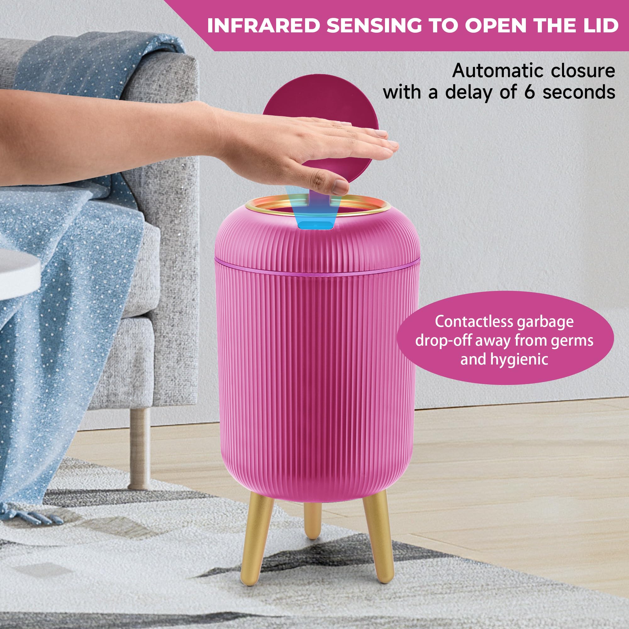 Pukomc in use on kitchen counter demonstrating hands-free operation