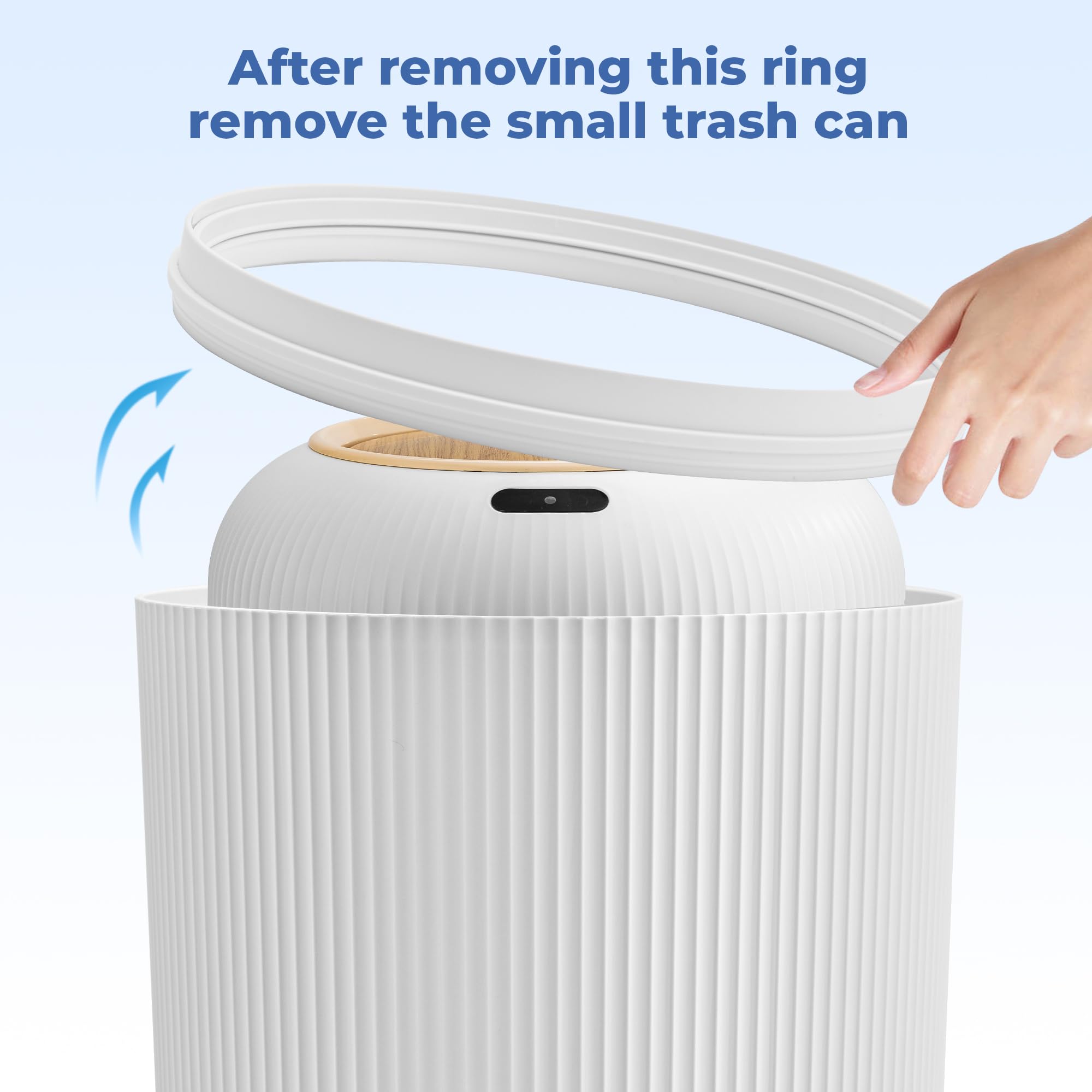 Pukomc removable inner bucket close-up demonstrating easy emptying and cleaning