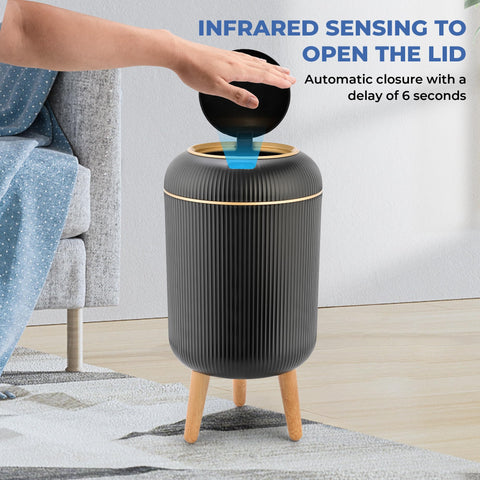 Pukomc lid open by motion sensor demonstrating hands-free convenience