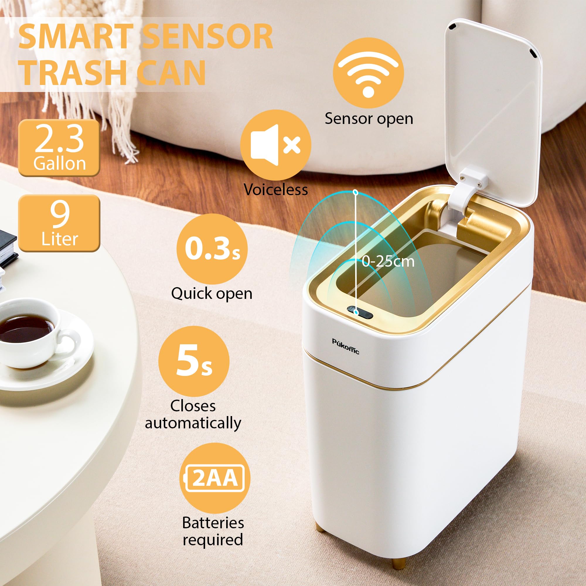 Pukomc side profile highlighting slim 5.9-inch width to save narrow space