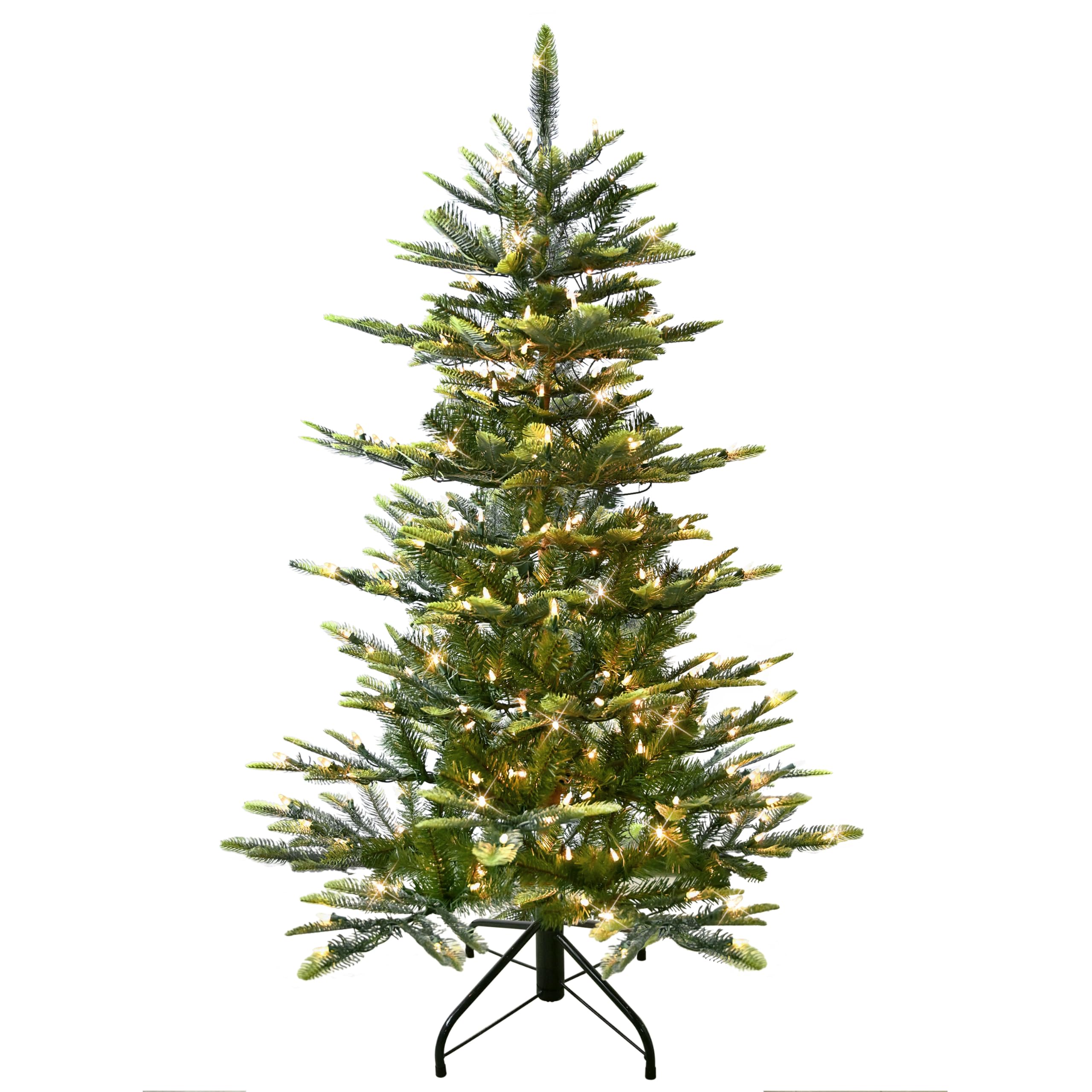 Puleo International full view of 4.5ft Aspen Fir tree showing natural silhouette and lights