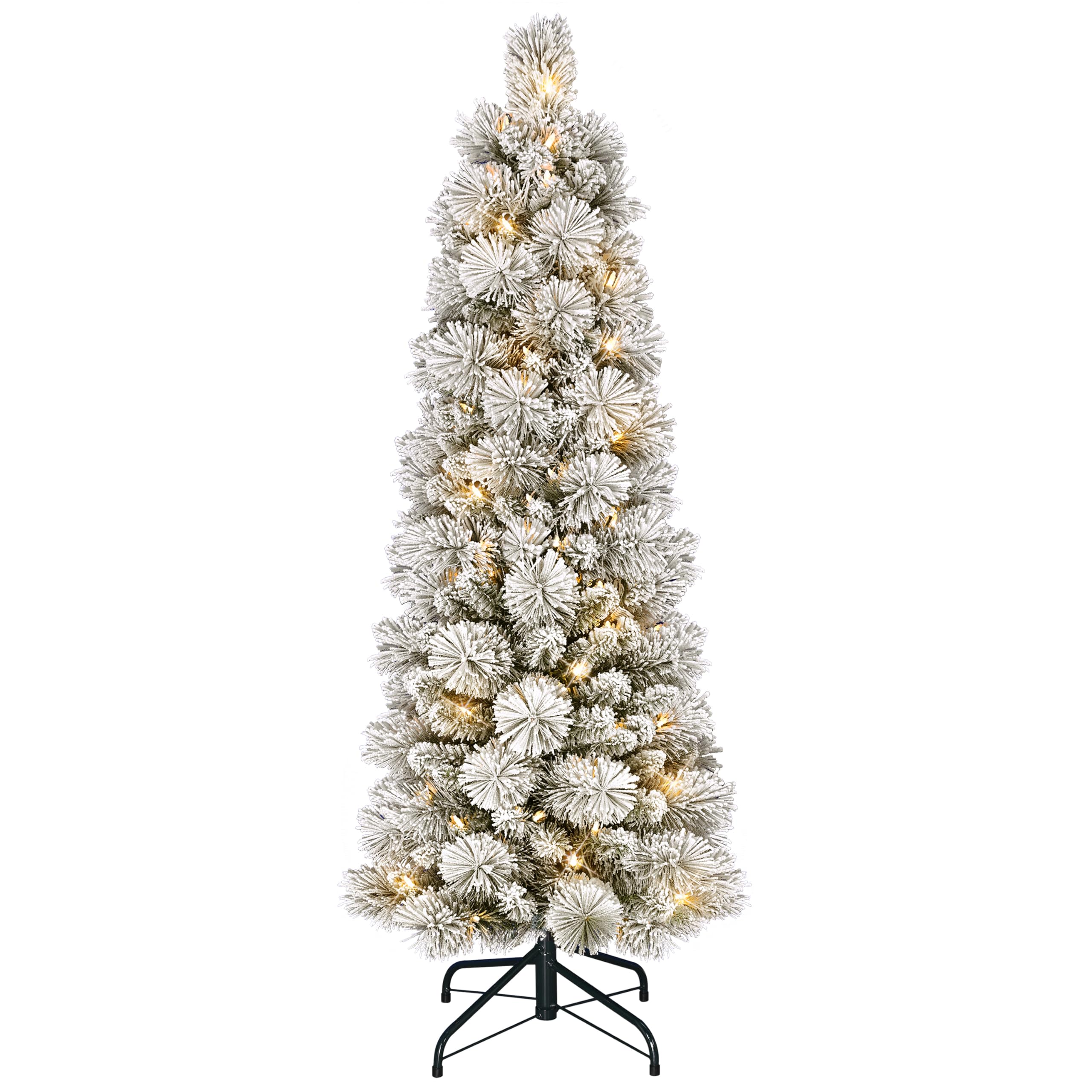 Puleo International Portland Pine front display showing snow-flocked realism and compact height