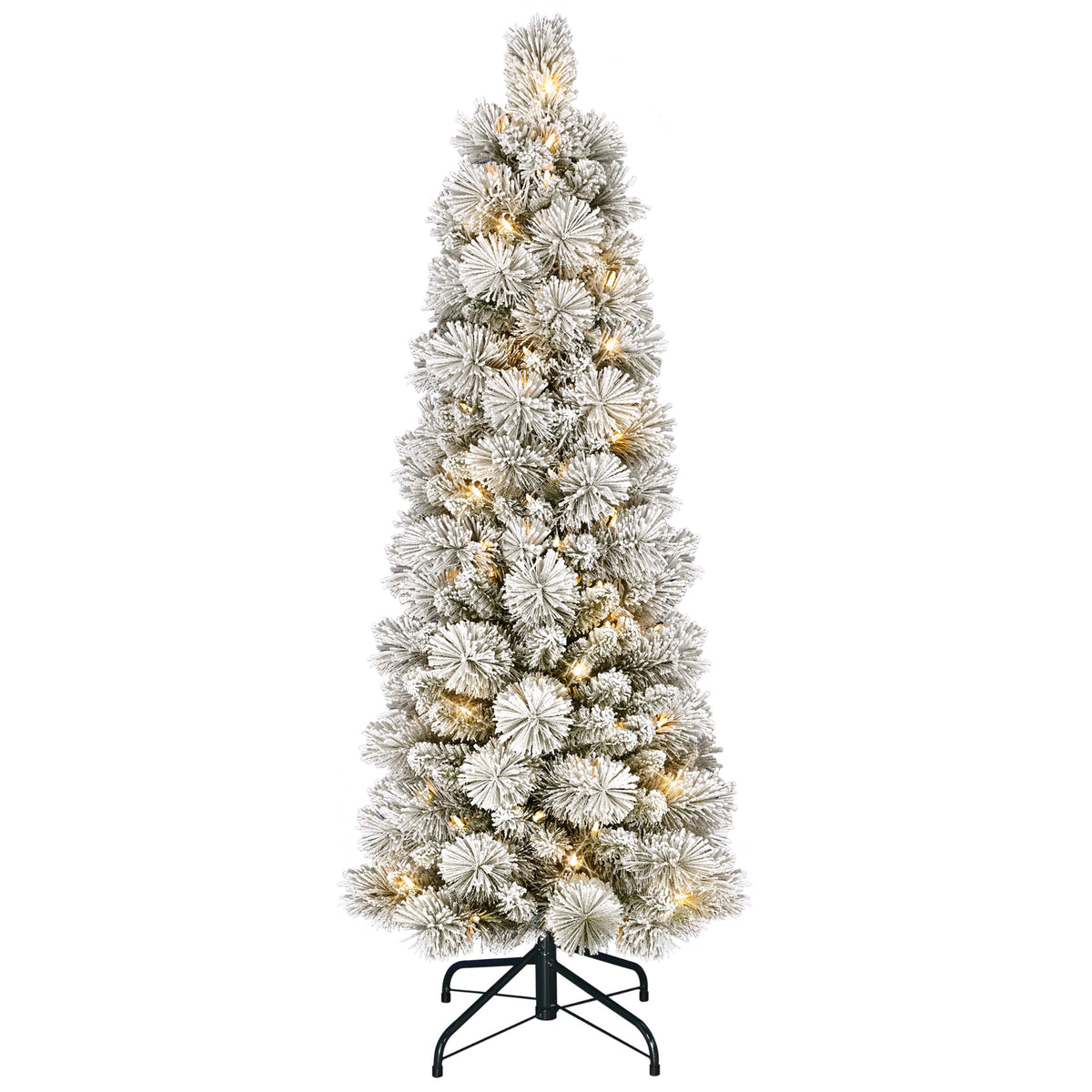 Puleo International Portland Pine front display showing snow-flocked realism and compact height