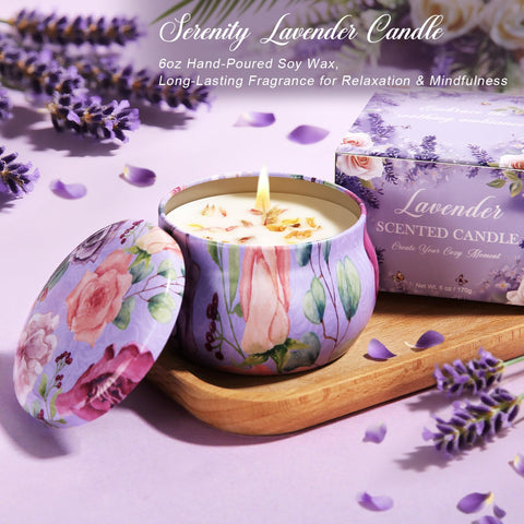 PULIDIKI candle and bath bomb detail conveying calming lavender scent benefit