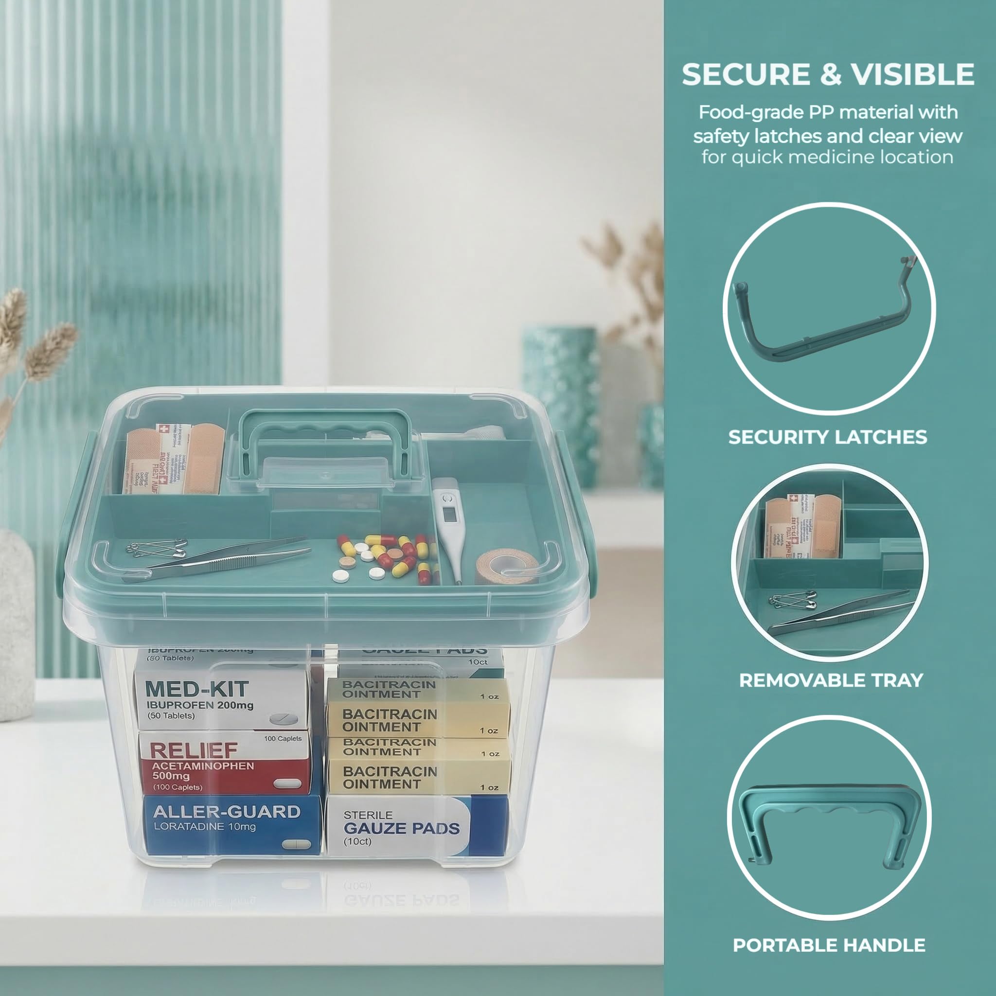 Pulseplay removable tray top view highlighting divided compartments for small items