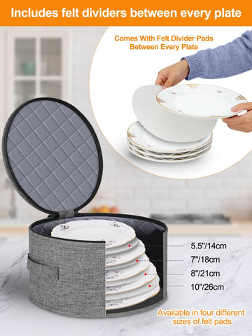 punemi dinner plate placed in case demonstrating secure fit