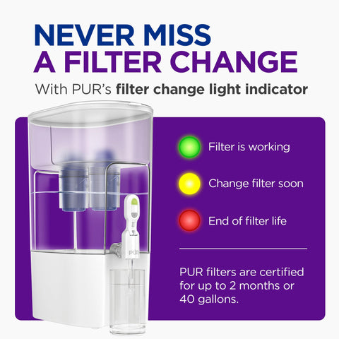 PUR dispenser placed in fridge showing slim fit and fridge-ready convenience benefit