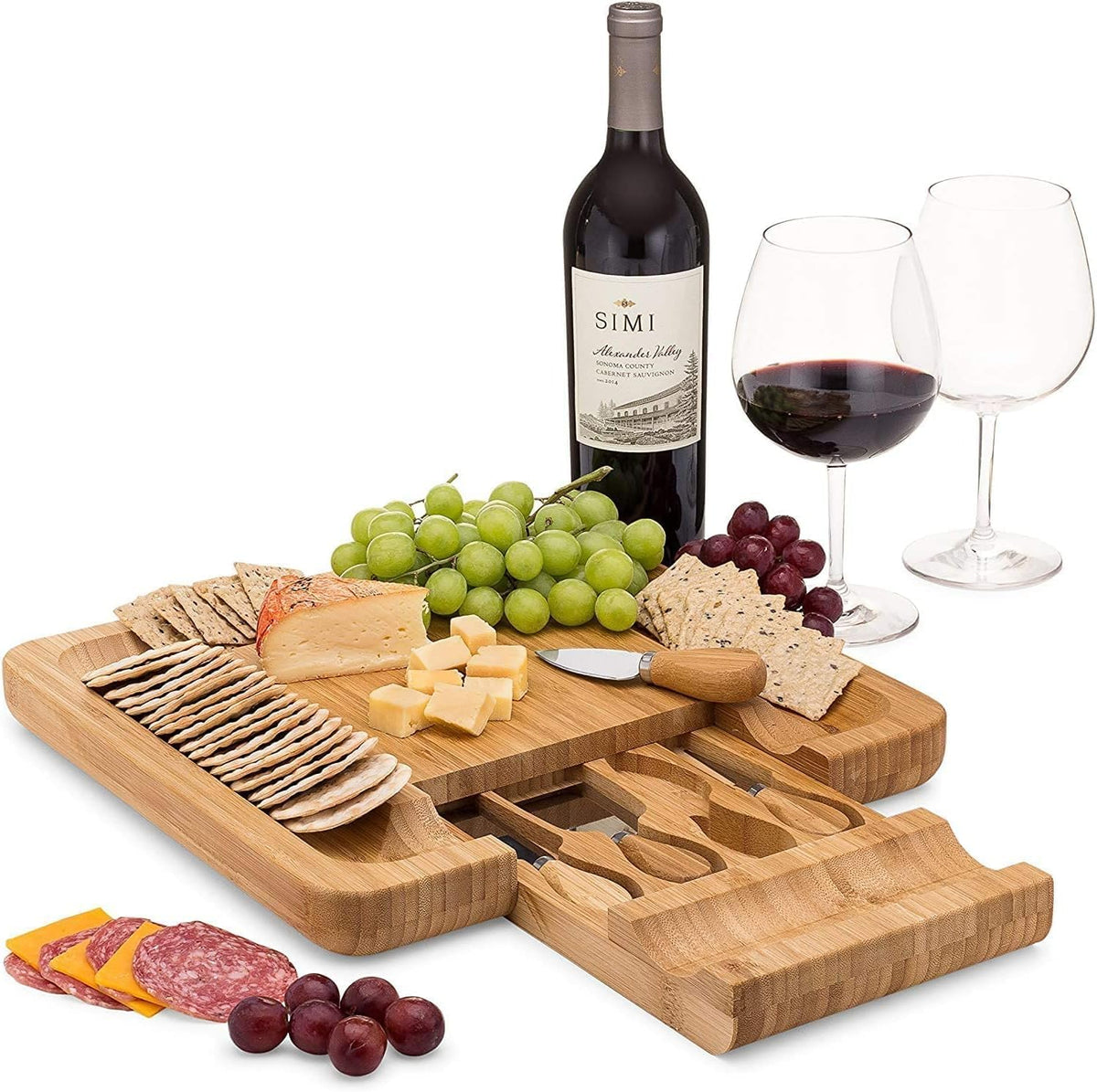 Purawood front view of charcuterie board showcasing full platter and premium look