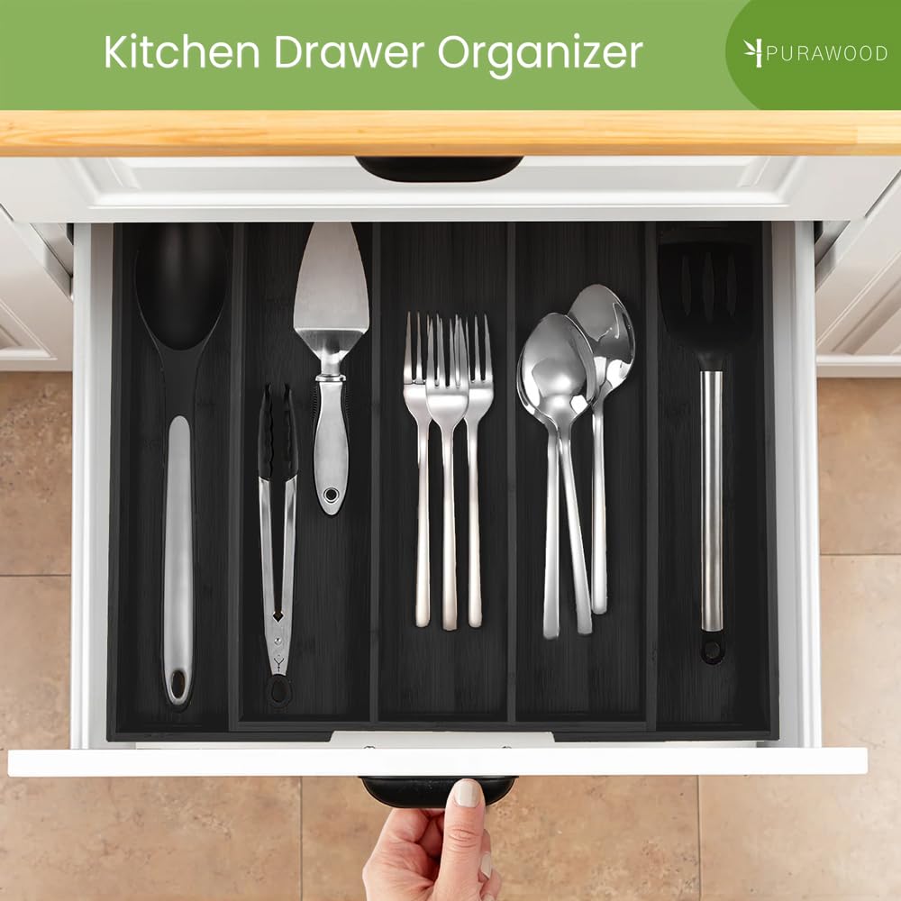 Purawood in kitchen drawer lifestyle image showing tidy utensils and fast access benefit