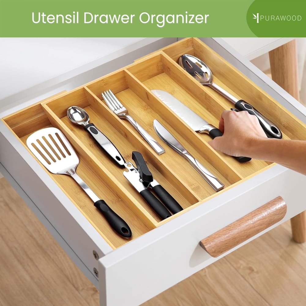 Purawood installed in kitchen drawer illustrating neat storage and fast access benefit