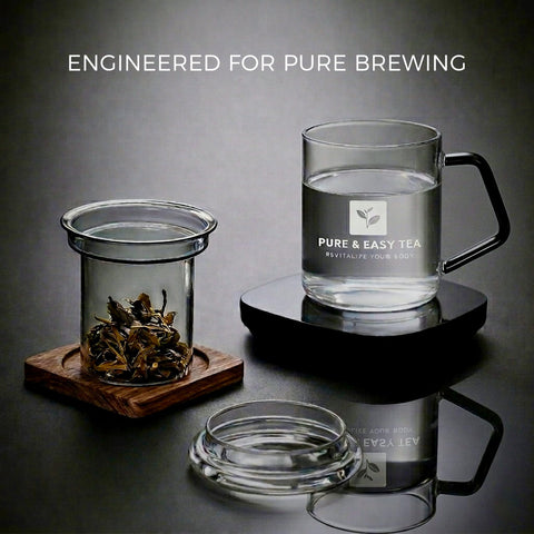 Pure And Easy Tea brewing view with tea leaves unfurling for precise infusion control