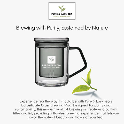 Pure And Easy Tea mug held in hand to show 400 mL scale and comfortable grip