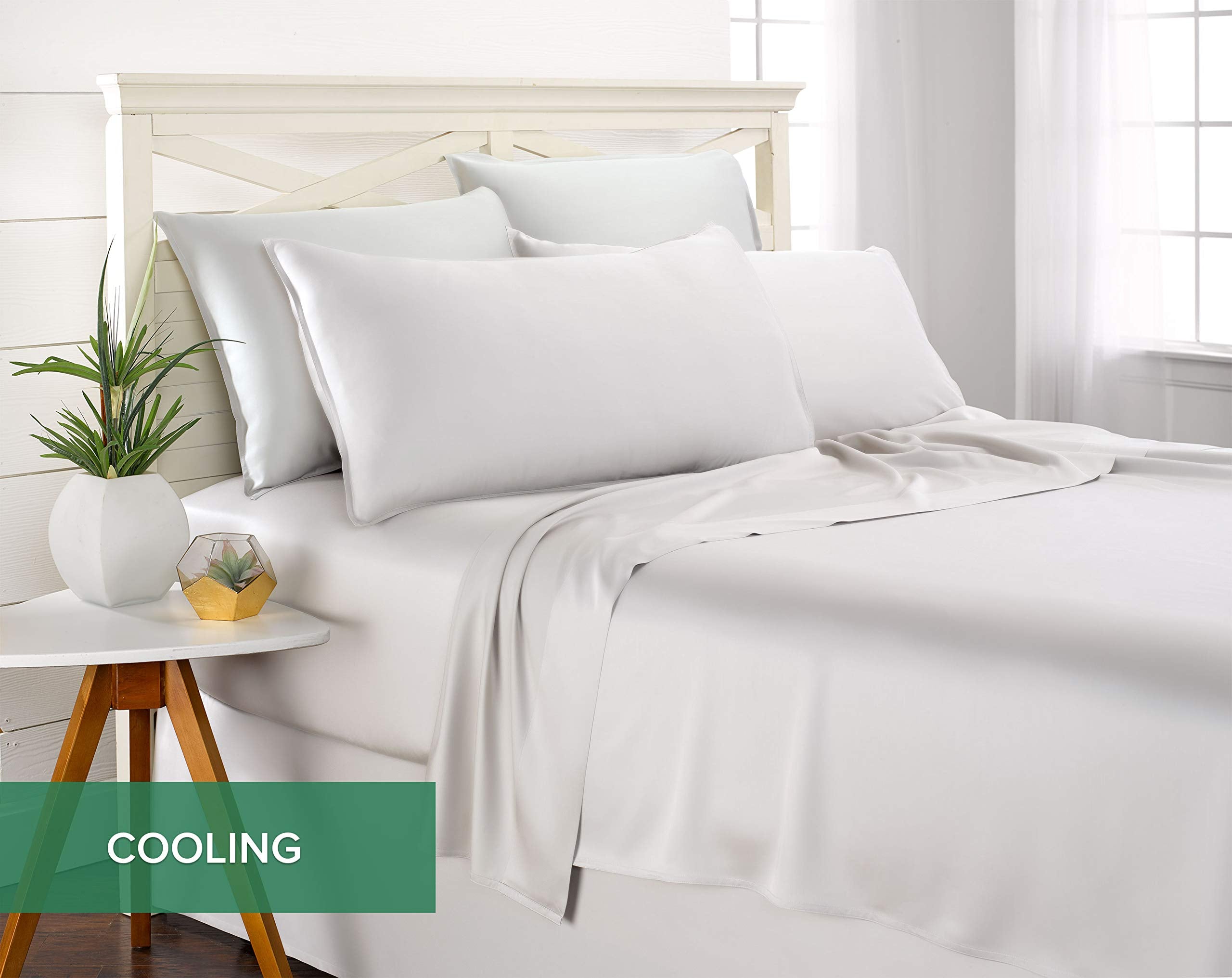 Pure Bamboo styled bedroom with king sheets showing breathable comfort and aesthetic benefit