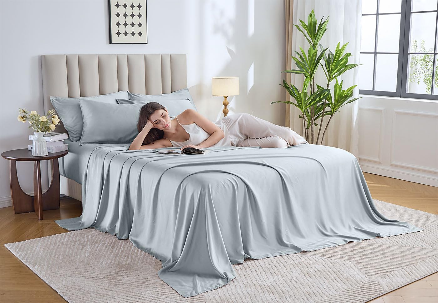 Pure Bamboo close-up of fitted sheet deep pocket corner demonstrating snug fit benefit for thick mattresses