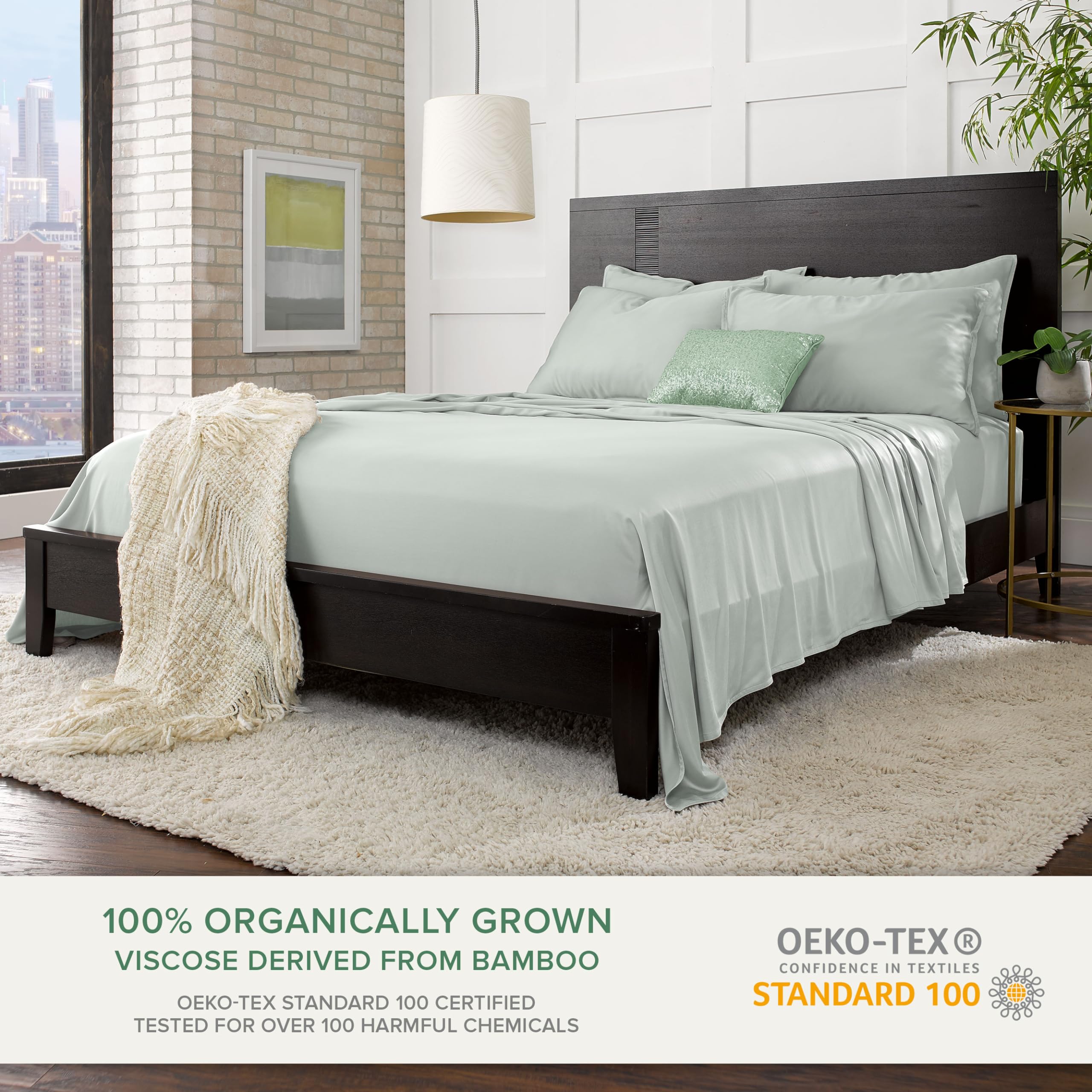 Pure Bamboo fitted sheet corner showing deep pocket and snug fit benefits