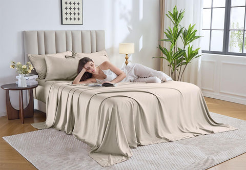 Pure Bamboo fitted sheet deep pocket detail demonstrating secure fit on mattress