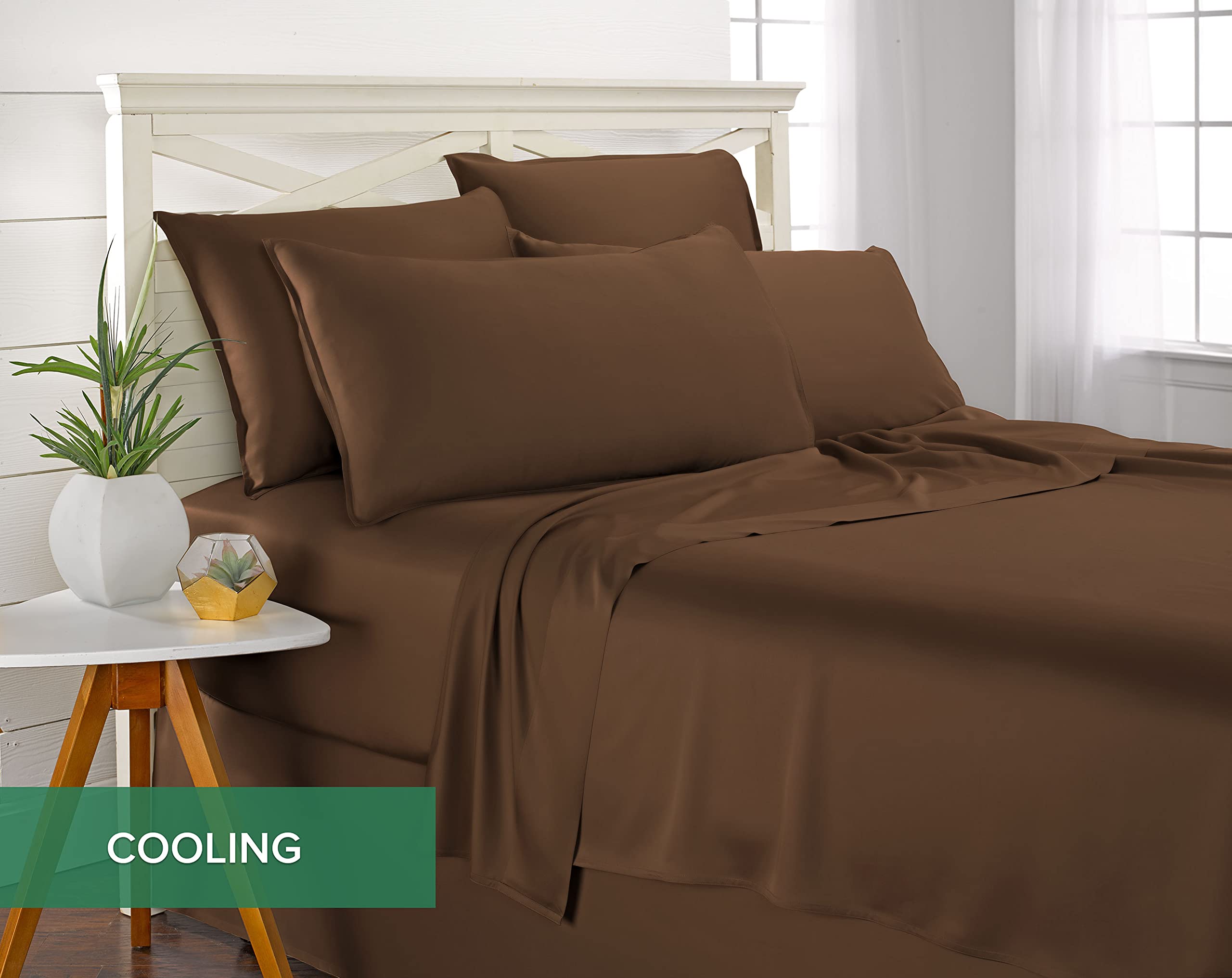 Pure Bamboo king bed styled in bedroom conveying breathable cooling comfort