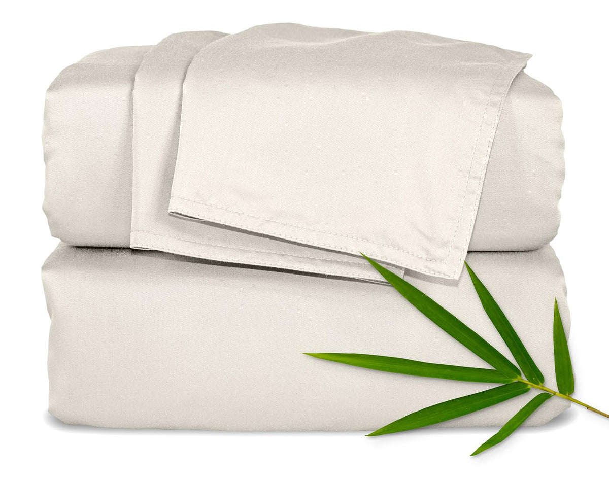 Pure Bamboo king sheet set front view showing package and color, highlighting softness