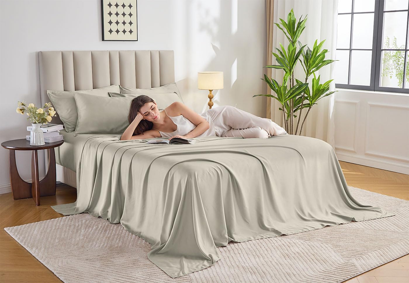 Pure Bamboo close-up of sateen weave texture highlighting silky softness and smoothness
