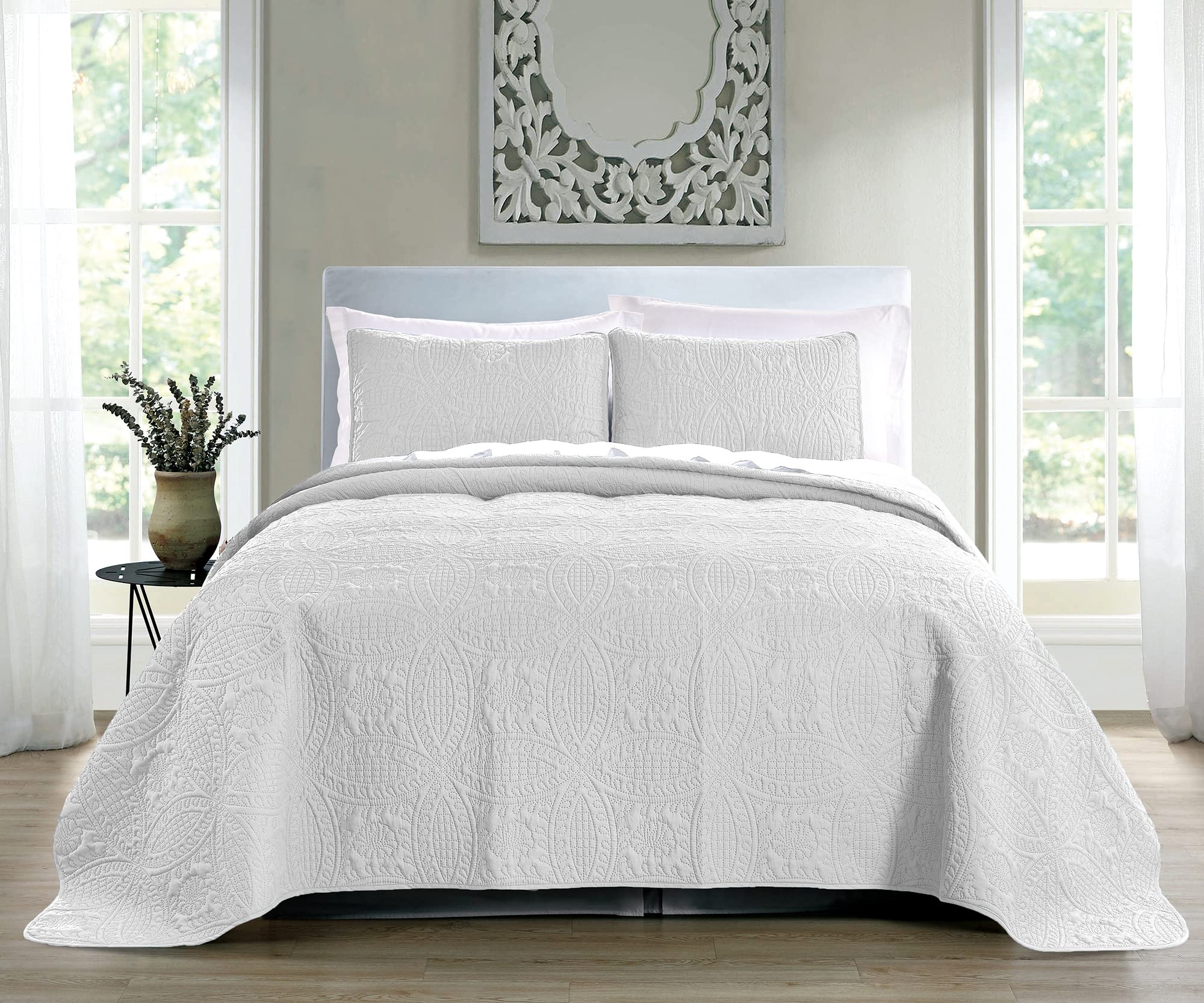 Pure Bedding close-up of geometric quilt stitching highlighting elegant texture
