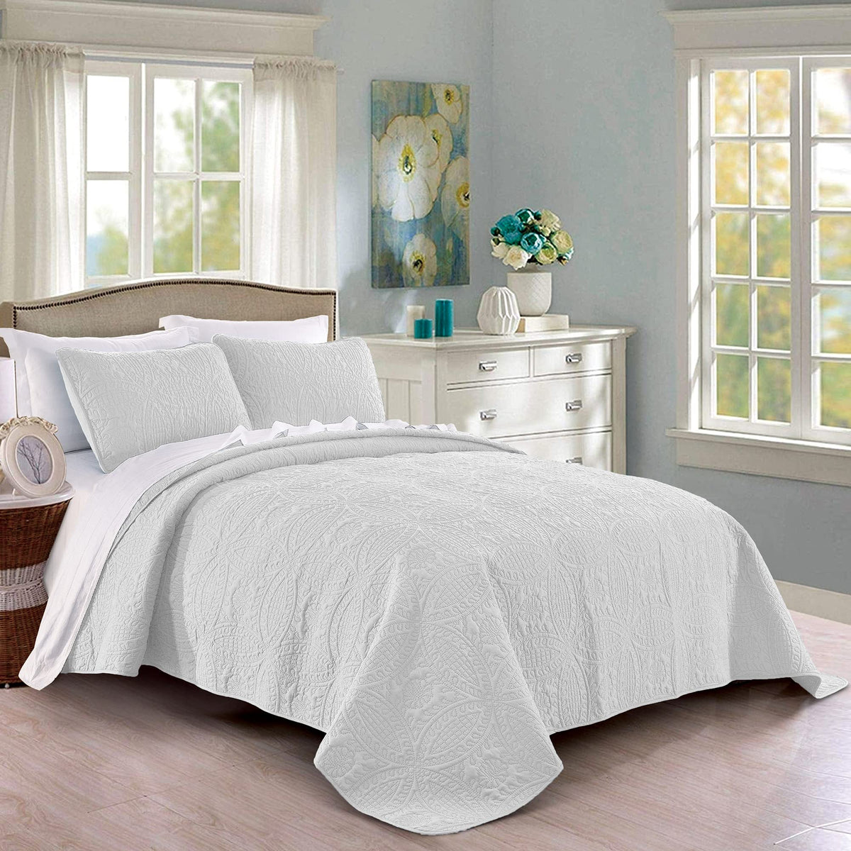 Pure Bedding front view of king quilt showing oversized drape and clean styling