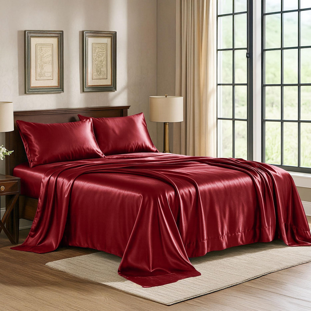 Pure Bedding king set front packaging showing burgundy color and included pieces