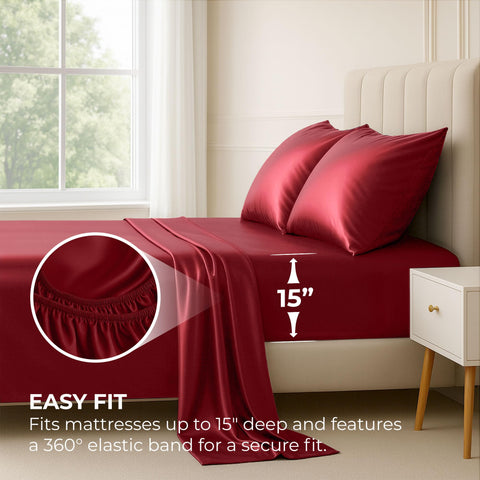 Pure Bedding fitted sheet close-up of 15 inch deep pocket and full elastic