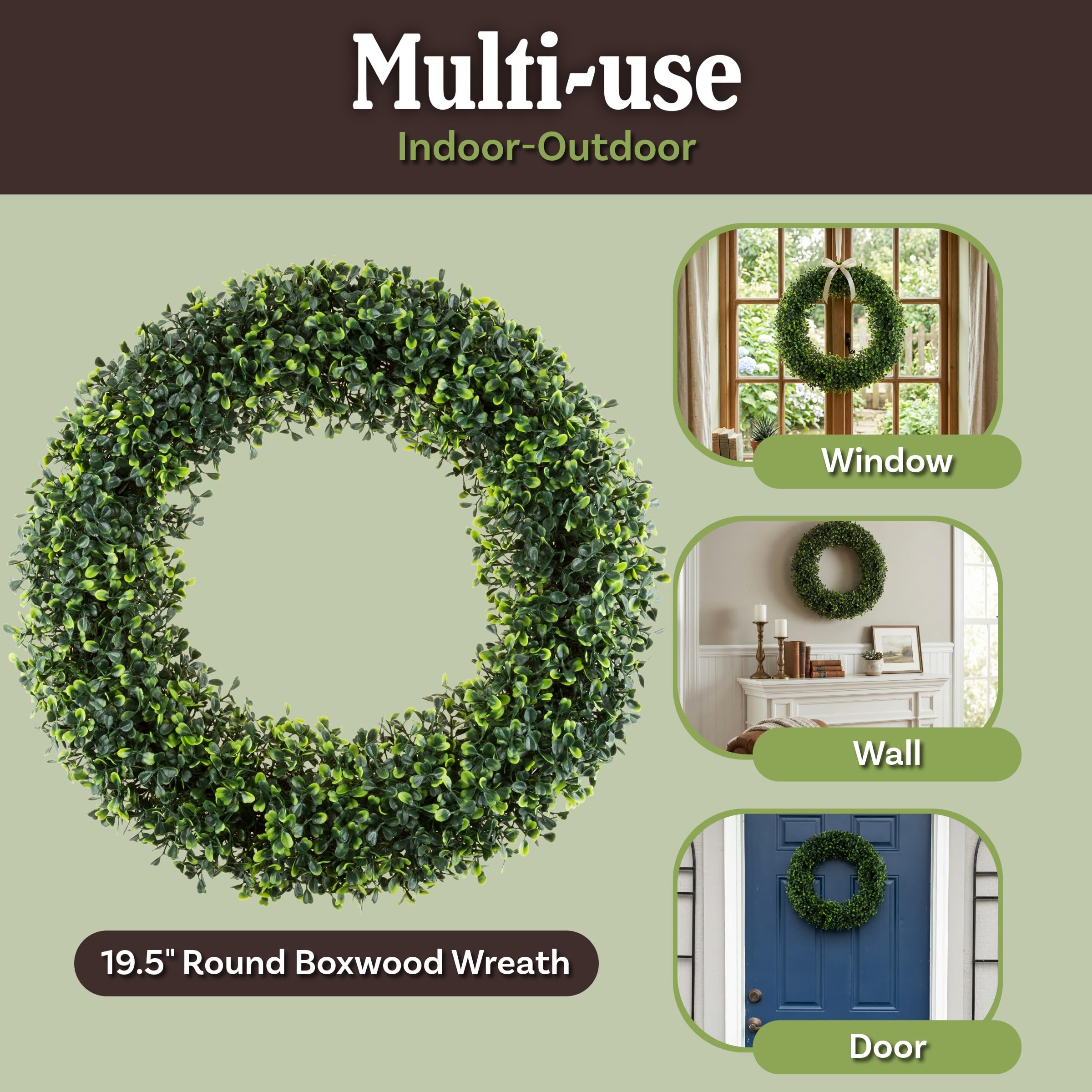 Pure Garden wreath decorating a mantel offering year-round greenery