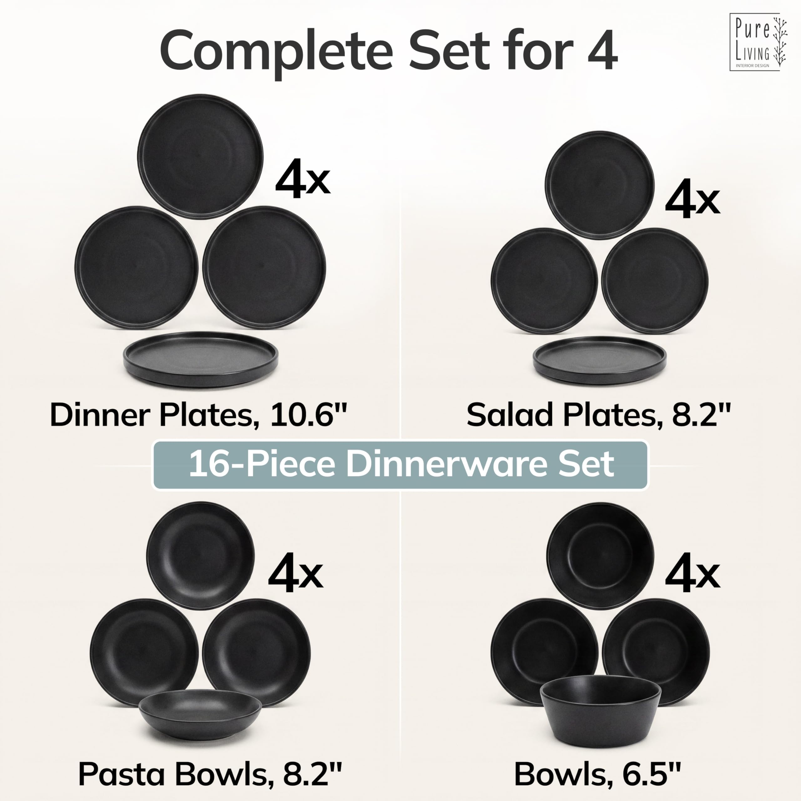 PURE LIVING INTERIOR DESIGN plate next to utensils showing scale and functional sizing benefit