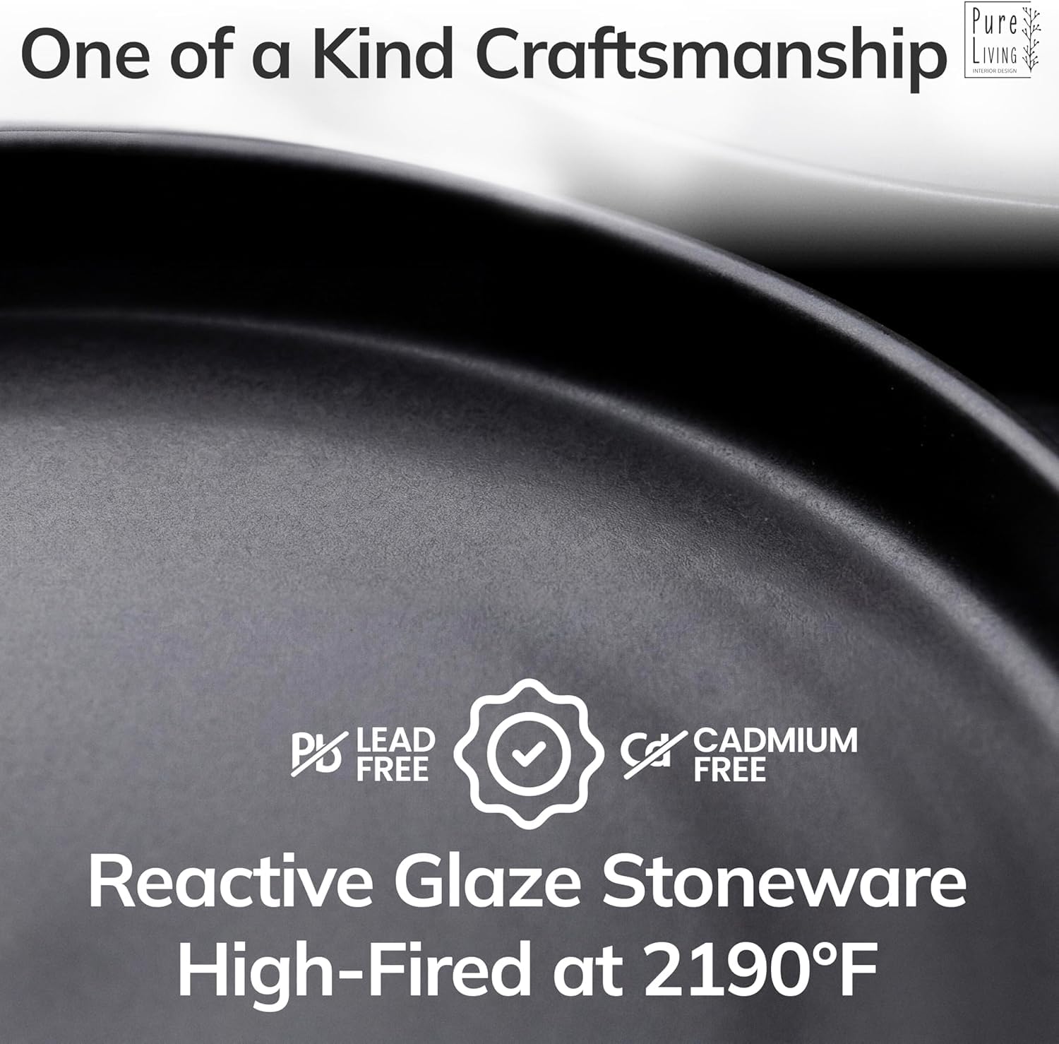 PURE LIVING INTERIOR DESIGN styled table setting with black stoneware showing elegant meal presentation benefit
