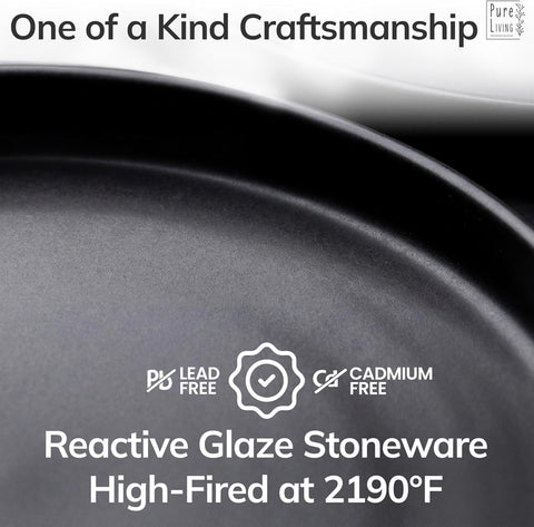 PURE LIVING INTERIOR DESIGN styled table setting with black stoneware showing elegant meal presentation benefit