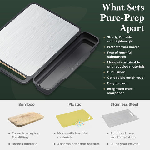 Pure Prep grater area and hanging slot for compact storage and multitasking